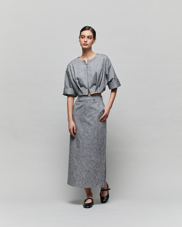Lioness 套装-混灰色丝棉半裙